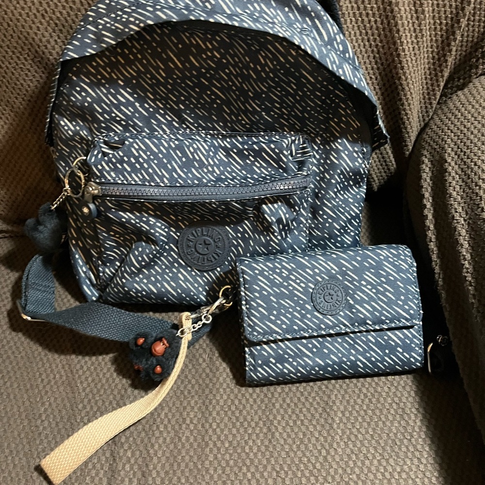 Kipling backpack and wallet